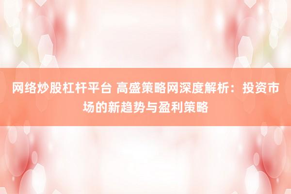 网络炒股杠杆平台 高盛策略网深度解析：投资市场的新趋势与盈利策略