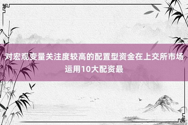 对宏观变量关注度较高的配置型资金在上交所市场运用10大配资最