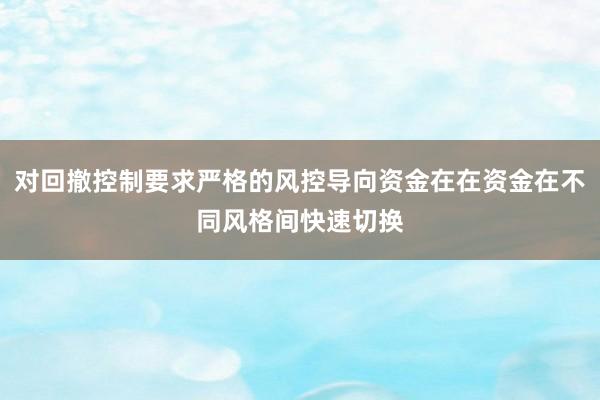 对回撤控制要求严格的风控导向资金在在资金在不同风格间快速切换