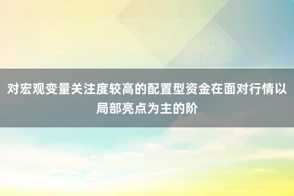 对宏观变量关注度较高的配置型资金在面对行情以局部亮点为主的阶