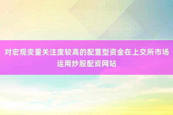 对宏观变量关注度较高的配置型资金在上交所市场运用炒股配资网站